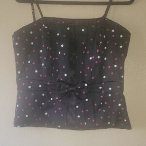 Black and Pink Polka Dot Women's Top